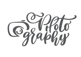 camera photography logo icon vector template calligraphic inscription photography text Isolated on white background