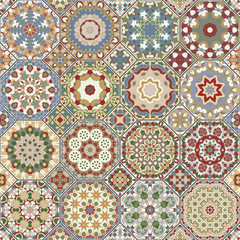 Set of octagonal and square ornaments. Decorative and design elements for textile, book covers, manufacturing, print, gift wrap. Vector illustration. Oriental motif.