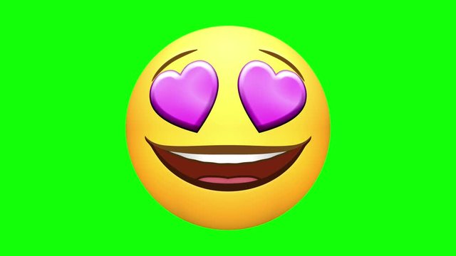 Emoji loop. Happy, love, laugh, wow, neutral, sad, angry faces. An emoticon animates through a range of emotions. Green screen chroma key. Note: All emojis are my own design.