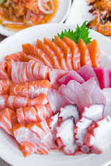 salmon sashimi set in Japanese restaurant, Japanese Food