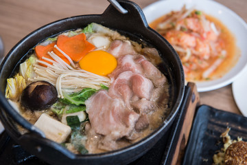 Japanese hot pot set in Japanese restaurant, Japanese Food