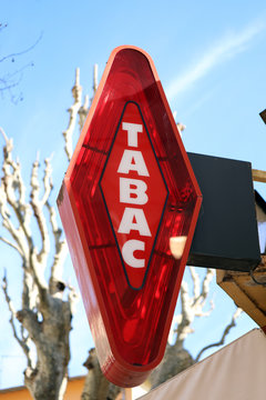Tabac Sign in France Closse Up