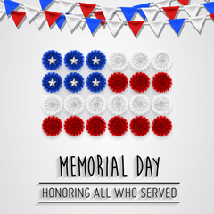 Flower for Memorial day vector design. Honoring all who served banner for the memorial day. Remember and Honor.