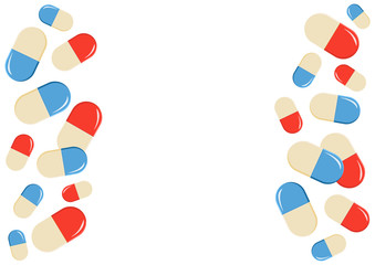 Medical background with colorful pills. Vector illustration