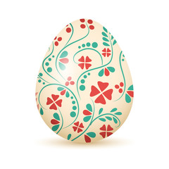 Colorful Easter egg with colored shadow, isolated on white background. Vector illustration