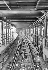 Fototapeta na wymiar Interior of city subway with rail tracks