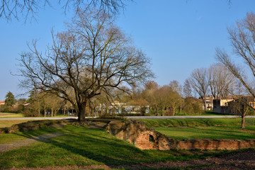 panorama from the historic walls of Ferrara Italy