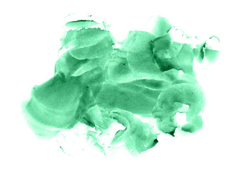 Abstract watercolor background hand-drawn on paper. Volumetric smoke elements. Jolly Green color. For design, websites, card, text, decoration, surfaces.