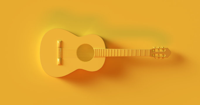 Yellow Acoustic Guitar 3d illustration	