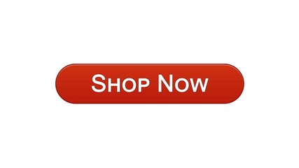 Shop now web interface button wine red color, online shopping, advertisement