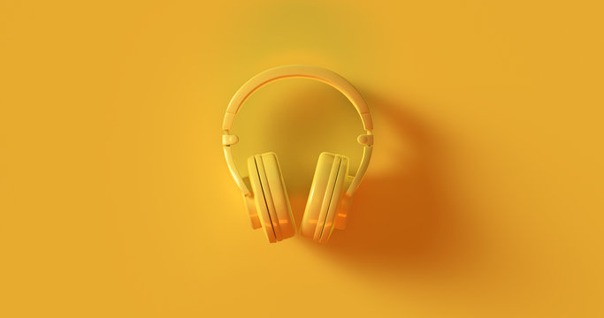 Yellow Headphones 3d illustration	