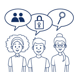 People and social media cartoon vector illustration graphic design