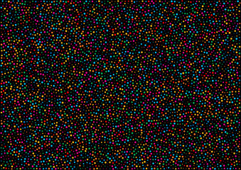 Holiday horizontal black background with colorful rainbow colors confetti paper pattern texture.  Bright new year 2018 background. A4 paper size, vector illustration.