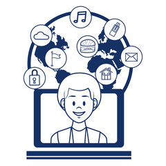 People and social media cartoon vector illustration graphic design