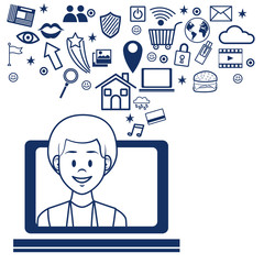 People and social media cartoon vector illustration graphic design