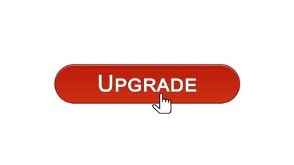 Upgrade web interface button clicked with mouse cursor, wine red color, update