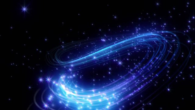Christmas or celebration light trails and stars. Loop section from 11:00 to 22:00. Blue version. In 4K and HD.