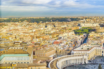Fototapeta na wymiar Rome Aerial View from Saint Peter Basilica Viewpoint