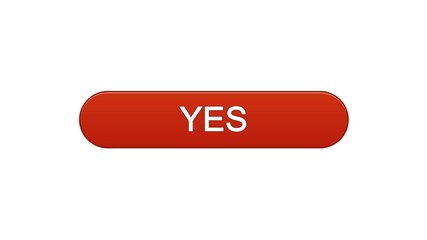 Yes web interface button wine red color, internet site design, online program