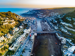 An aerial photograph taken of Looe in Cornwall, UK