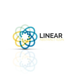 Abstract flower or star minimalistic linear icon, thin line geometric flat symbol for business icon design, abstract button or emblem