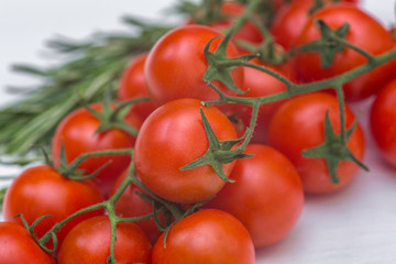 group of fresh tomatoes. red cherry tomatoes closeup