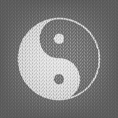 Ying yang symbol of harmony and balance. Vector. White knitted i