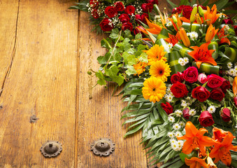 Fototapeta na wymiar Floral Wreath With Copy Space