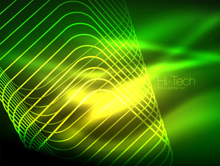 Naklejka premium Neon glowing outline squares in dark