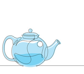 Tea Pot Continuous Line Vector