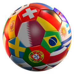 Fototapeta premium soccer football ball 3d rendering soccer stadium national flags