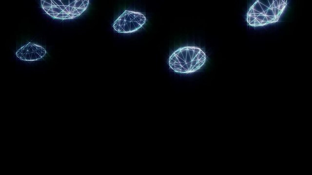 Wireframe diamonds falling in slow motion, with a sparkle glow. The section between 15:00 and 30:00 is a loop, so you can extend the animation for as long as you like.