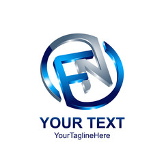 Initial letter FN logo template colored blue circle design for business and company identity