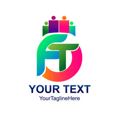 Initial letter FT logo template colorfull design for business and company identity