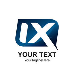 Initial letter IX logo template colored blue square design for business and company identity