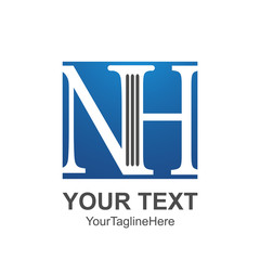 Initial letter NH logo template colored blue square design for business and company identity