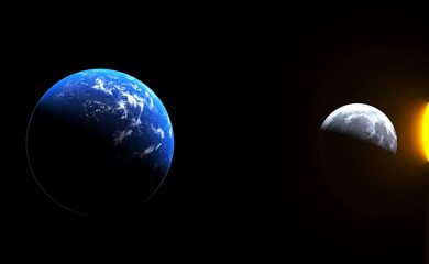 3D Rendering Of Realistic Earth Planet And Moon With Sun Shine The Elements Of This Image Furnished By NASA For Textures