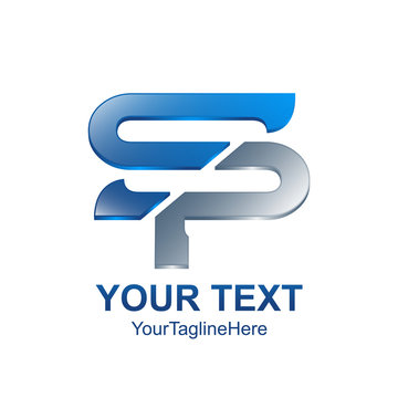 Initial letter SP logo template colored blue grey design for business and company identity