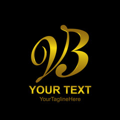 Initial letter VB logo template colored gold elegant luxury design for business and company identity