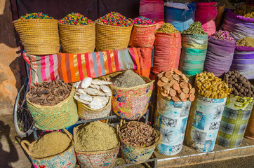 Moroccan herbs and beauty products in Marrakesh, Morocco