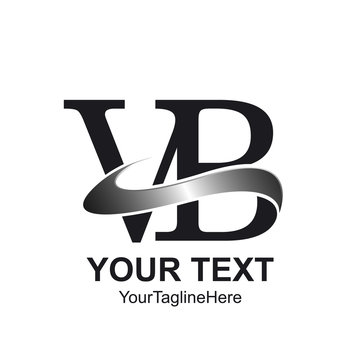 Initial letter VB logo template colored silver black swoosh design for business and company identity