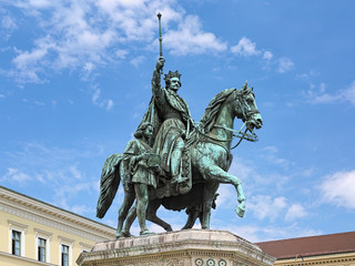 Equestrian statue of Ludwig I, king of Bavaria, on the Odeonsplatz in Munich, Germany. The statue...