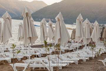 Beach umbrellas on the beach.