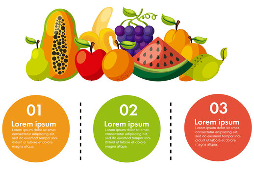 Colorful Fresh Fruit Nutrition Health Infographic Template