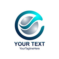 Initial letter E logo template colored blue sphere design for business and company identity