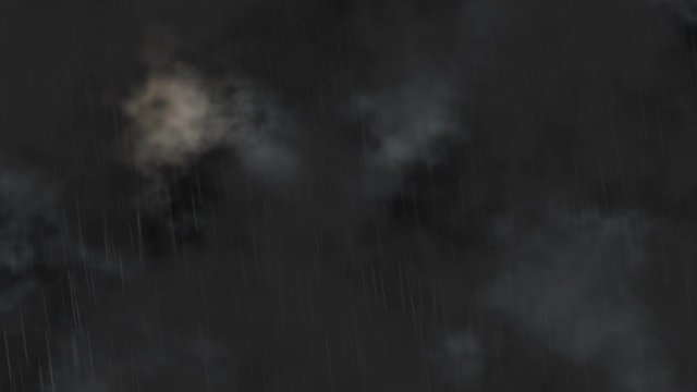Loop of lightning, rain and storm clouds blown by strong hurricane winds. Also useful as a spooky Halloween background.