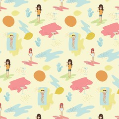 Summer time vector pattern background - 197528882