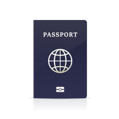 Blue generic passport realistic vector illustration isolated on white