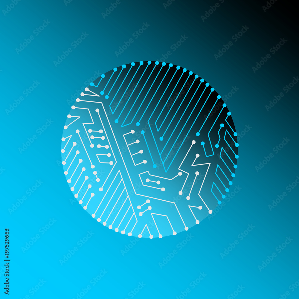 Poster technology communication cybernetic element with gradient background. vector abstract.