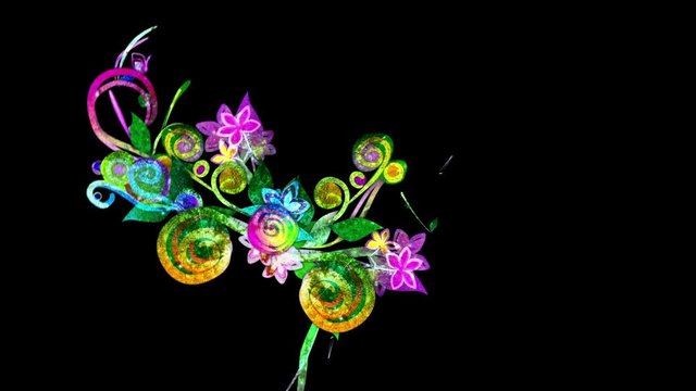 Colorful animation of growing flowers and vines that fill the screen. Could be used to symbolize creativity, growth, ideas, imagination, new life, reaching out, social networks etc. In 4K and HD.